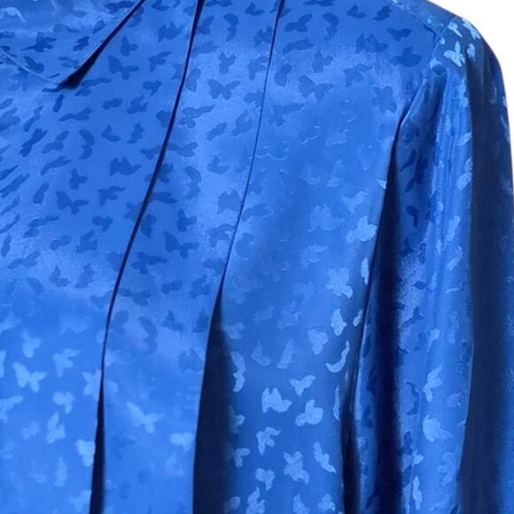 Vintage 80's 90's Blue Fleck Design DAVID MATTHEW Button Up Shirt To Blouse 16 - Picture 3 of 3